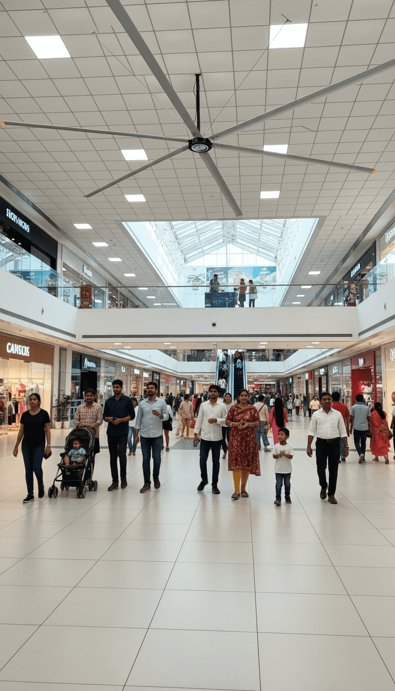 Aruth HVLS Fan in Shopping Mall - Improved Comfort and Airflow