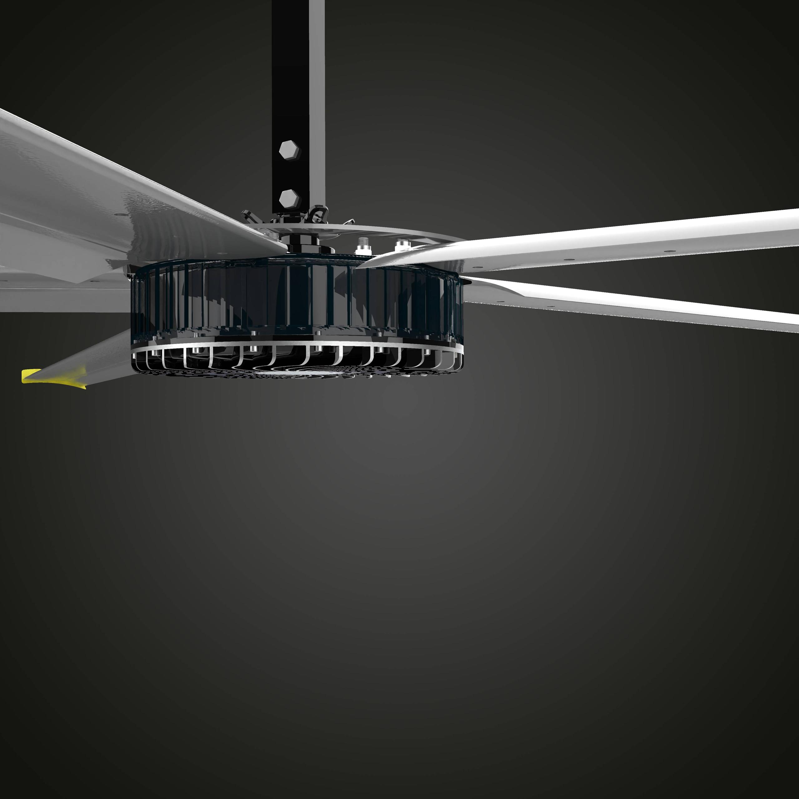 HVLS fan installation in industrial setting